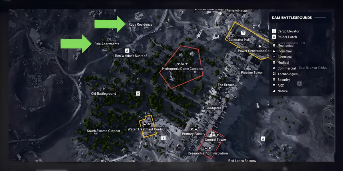 Dam map apartment locations