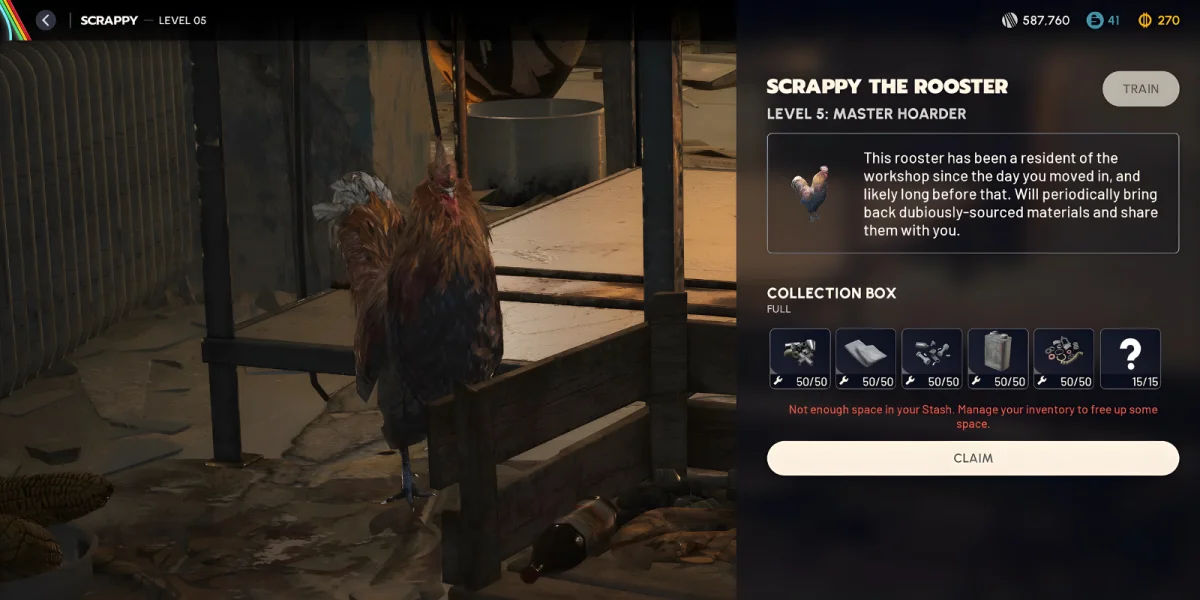 Scrappy the Rooster upgrade interface