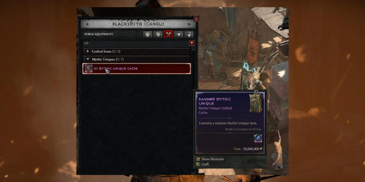 Blacksmith Crafting Interface