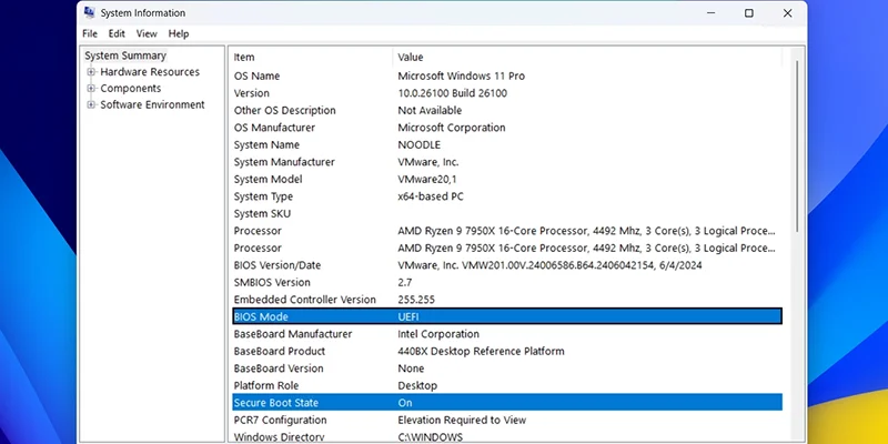 System Information showing Secure Boot enabled