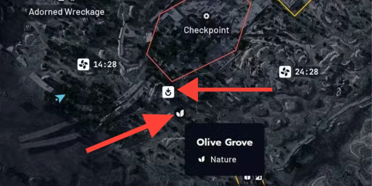 Extraction point location near Olive Grove in Arc Raiders