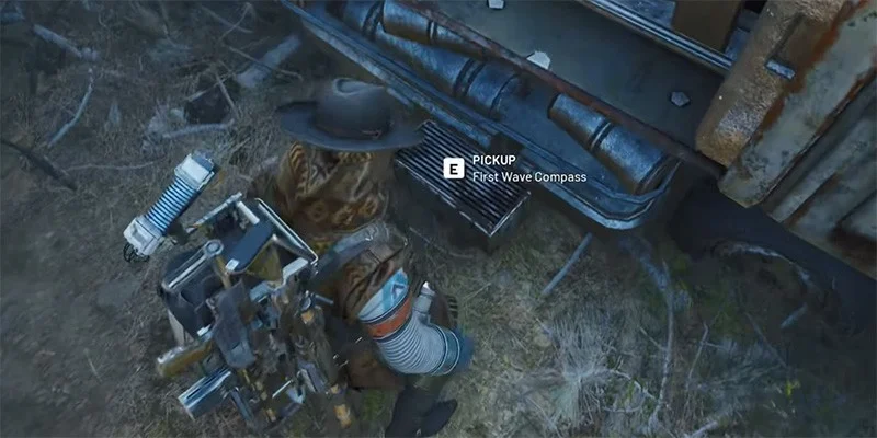 First Wave Compass location between vehicles in Scrap Yard