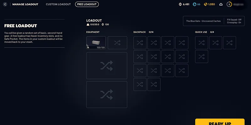 Arc Raiders Free Loadout Selection Screen