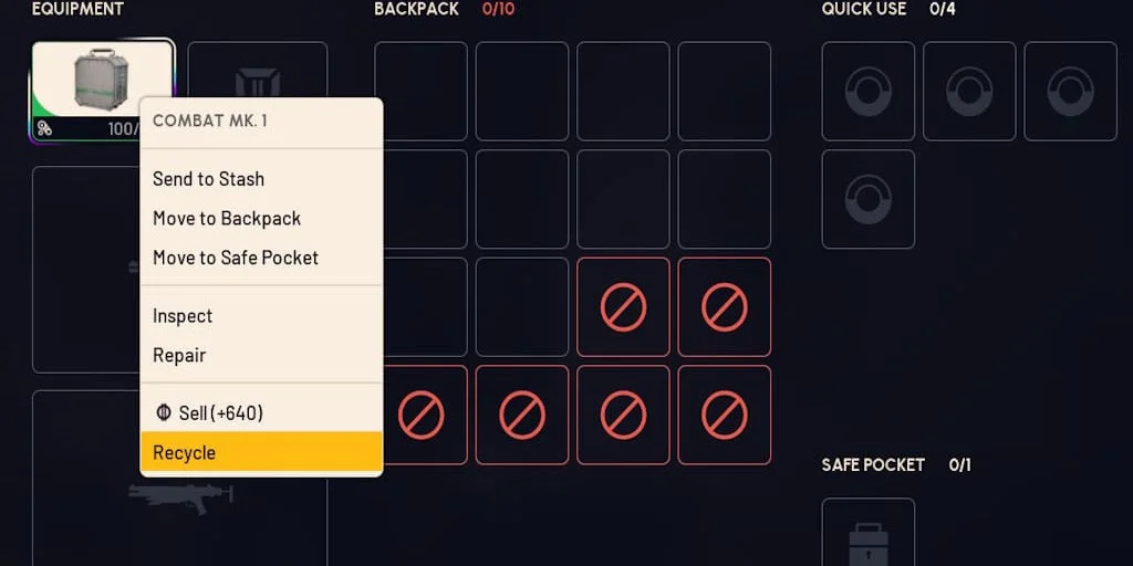 Arc Raiders recycling interface