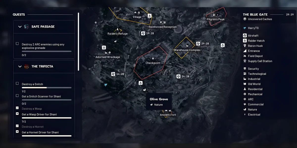 Blue Gate Olive Grove map location in Arc Raiders