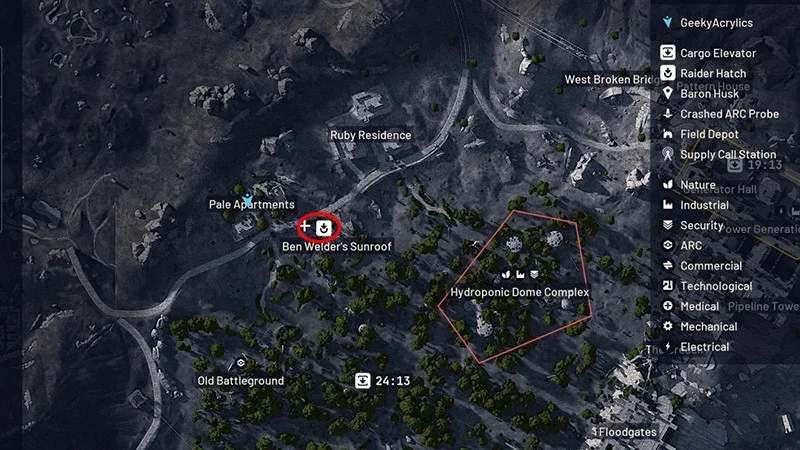 Raider Hatch on the map in ARC Raiders