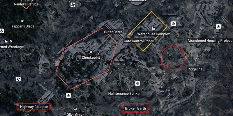 Blue Gate map showing quest locations