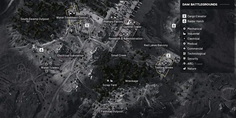 Dam Battlegrounds map overview in ARC Raiders