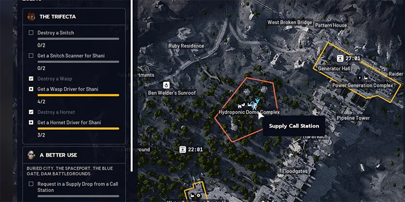 Arc Raiders map showing proximity-based call station icons