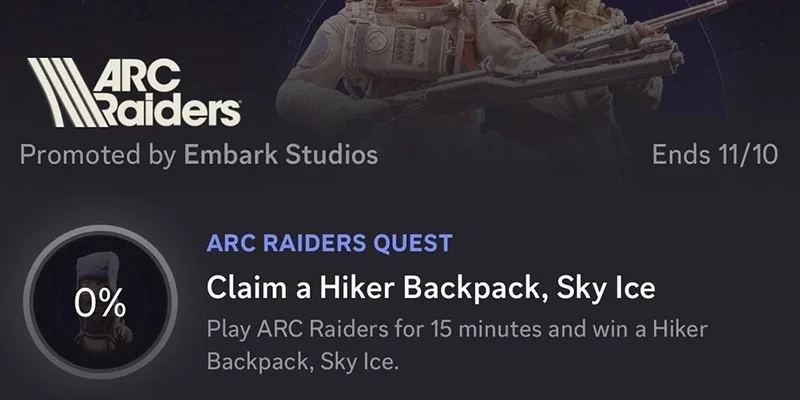 Arc Raiders Discord Quest interface