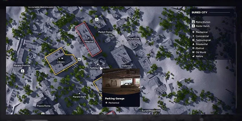 Buried City Parking Garage location