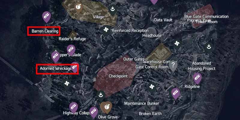 Blue Gate Map with Quest Locations