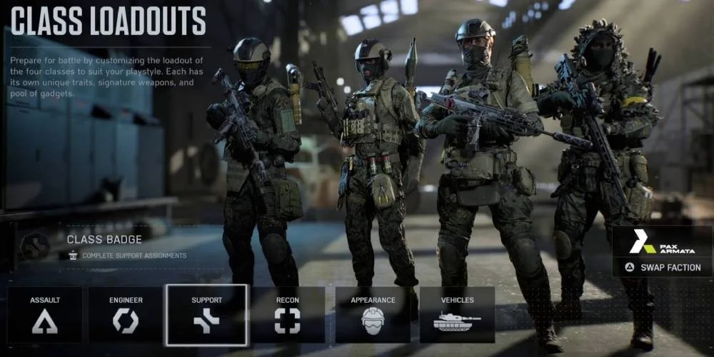 REDSEC class selection screen