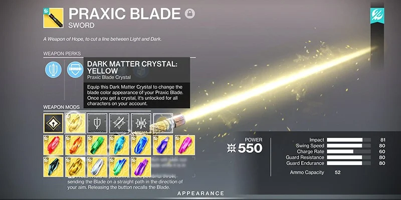 Yellow Praxic Blade Crystal