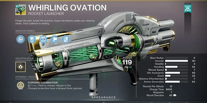 Whirling Ovation perk configuration