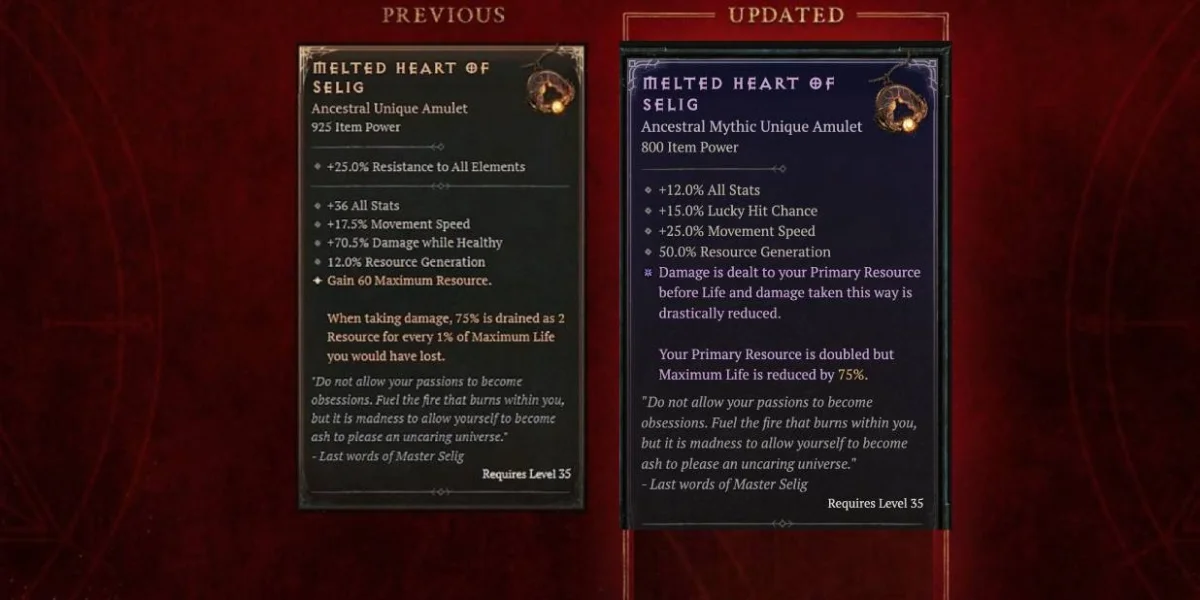 Melted Heart of Selig Mythic Unique