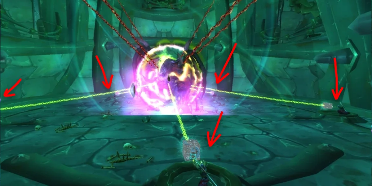 Phase 1 Hellfire Channeler positions and tank assignment layout in Magtheridon's Lair