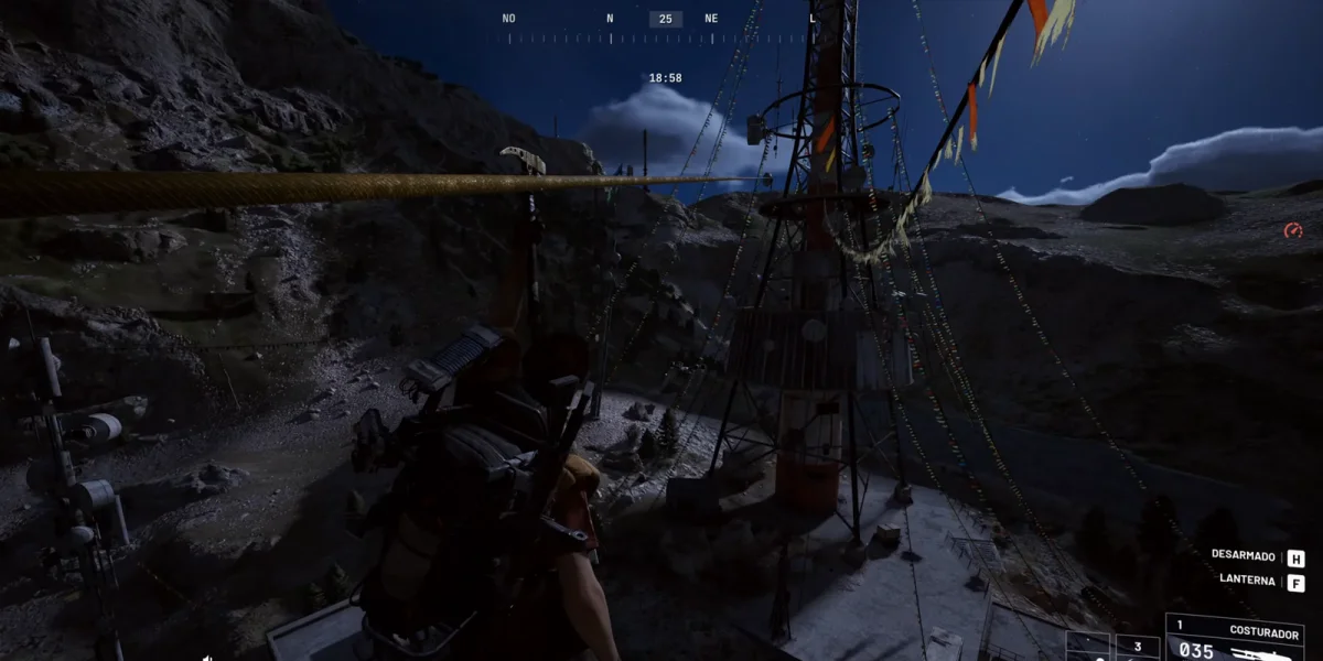 Pilgrim's Peak antenna zipline - jump off at the middle section