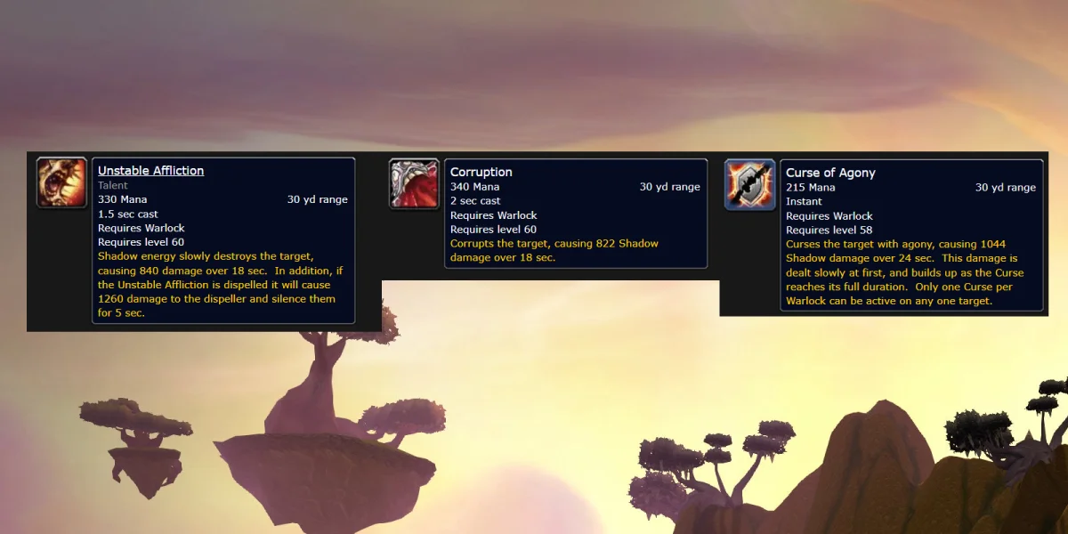 TBC Affliction Warlock casting shadow magic