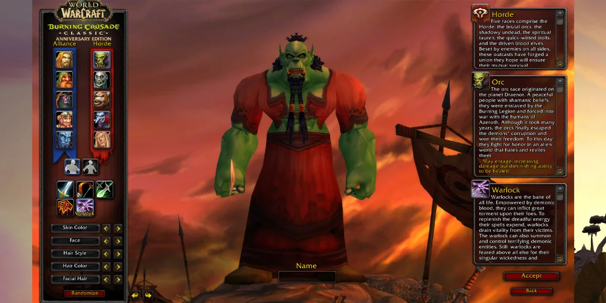 TBC Horde Warlock Races