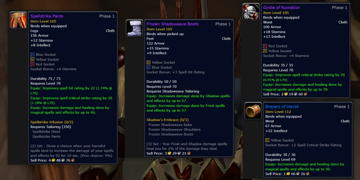 TBC Classic Warlock gear and equipment
