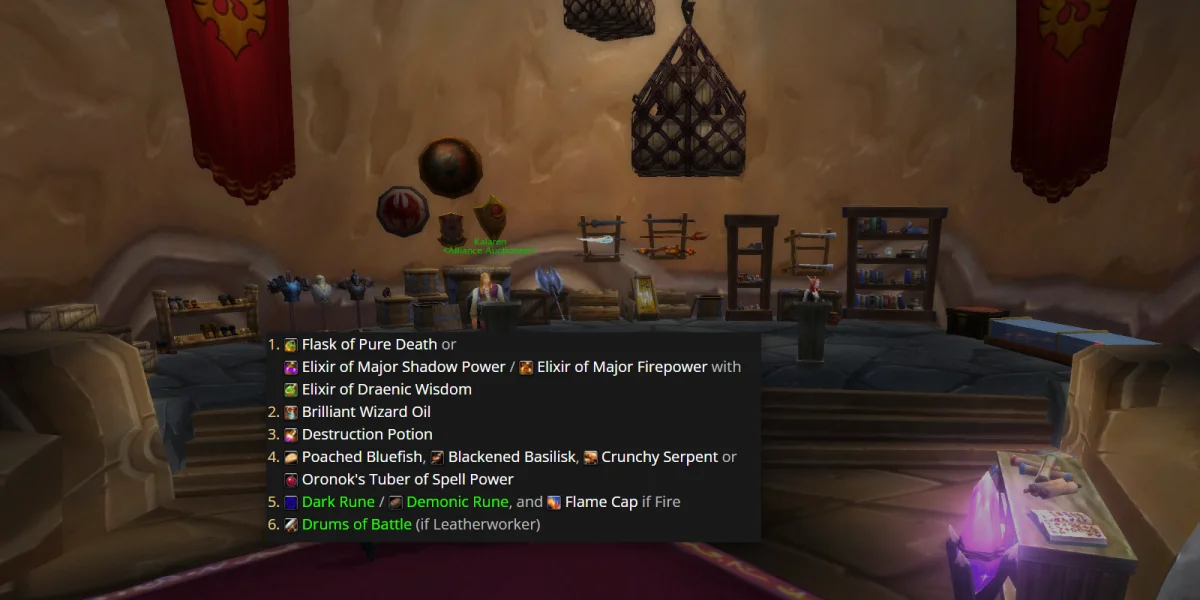 TBC Classic Warlock consumables and preparation