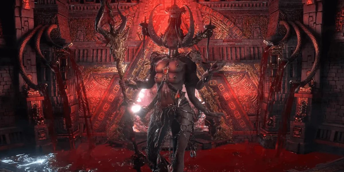 Queen Atziri boss fight in Path of Exile 2 Vaal Temple