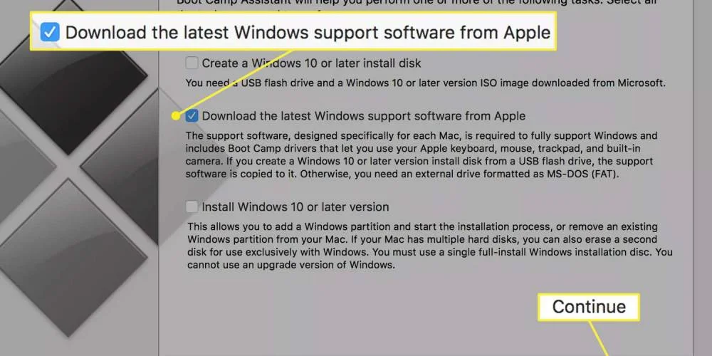 Boot Camp Assistant interface