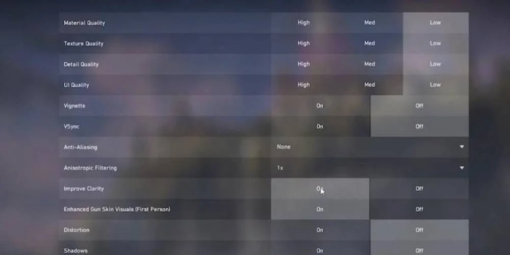 Valorant in-game settings