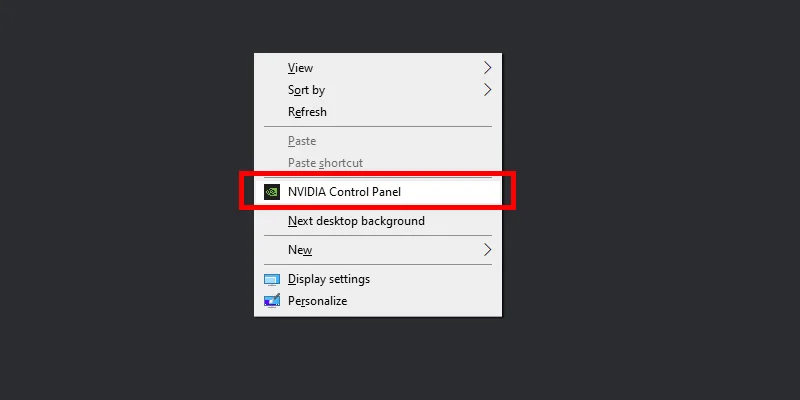 Desktop right-click menu showing Nvidia Control Panel option
