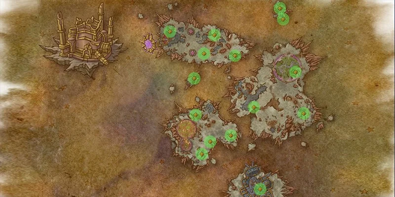 Map showing all Phase Diving Conduit locations in K'aresh