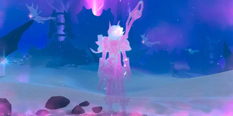 Character transforming into energy form for Phase Diving