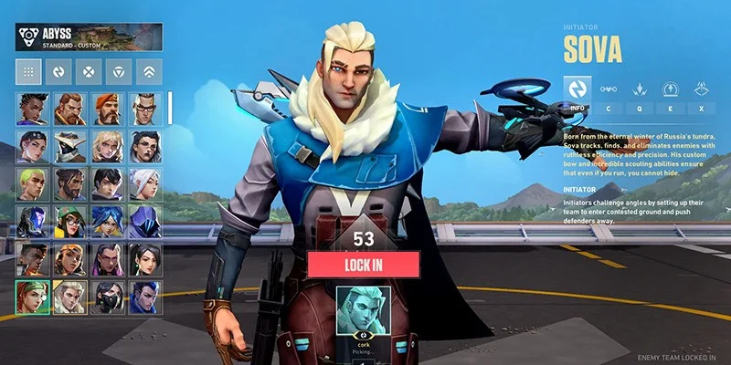 Valorant agent selection screen