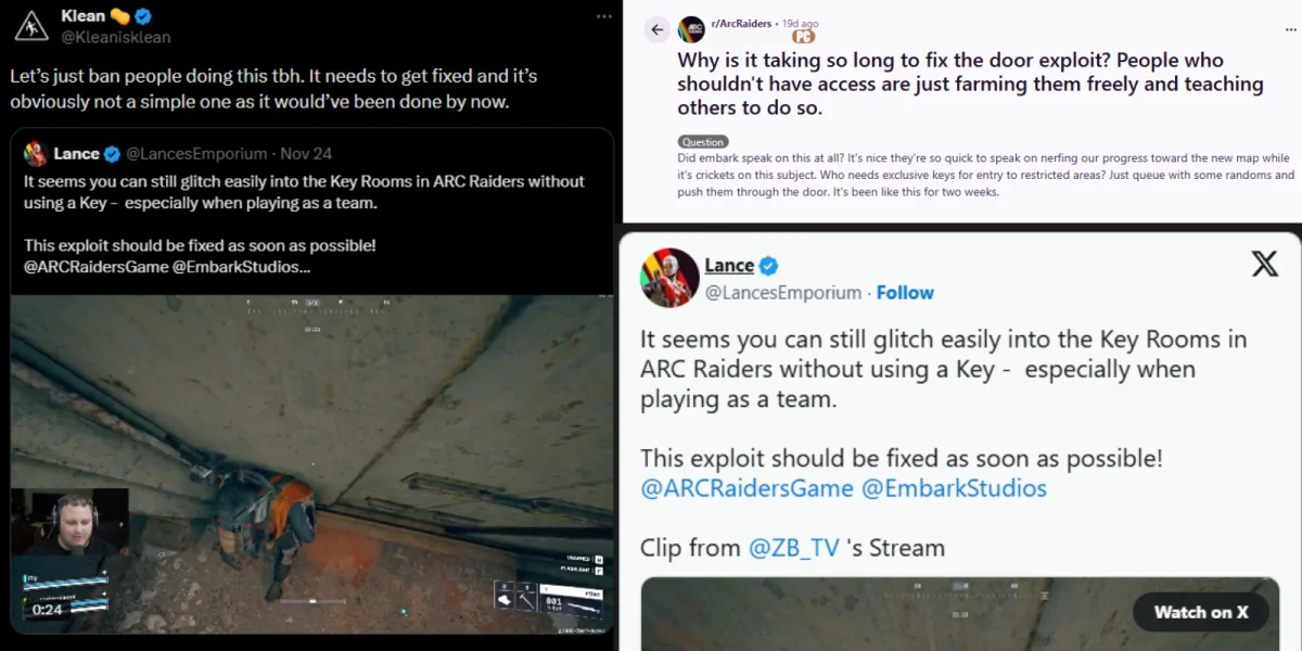 Arc Raiders community reaction to door exploit