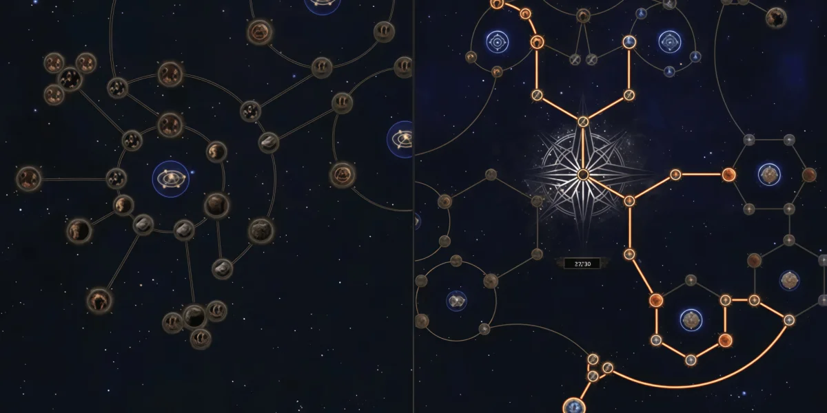 Path of Exile 2 reworked Atlas with Fortress and league clusters