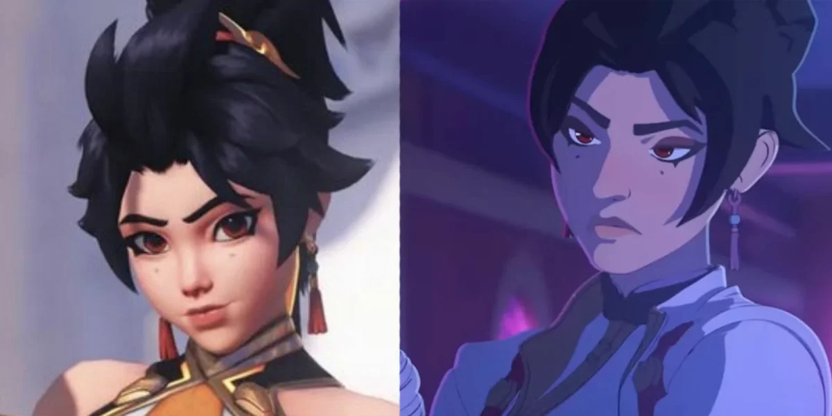 Comparison of Anran's original in-game face and her cinematic appearance