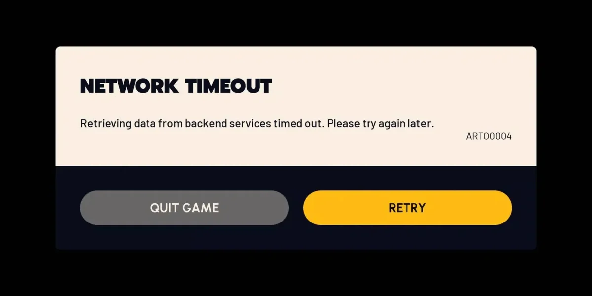 ARC Raiders server outage status screen showing error messages