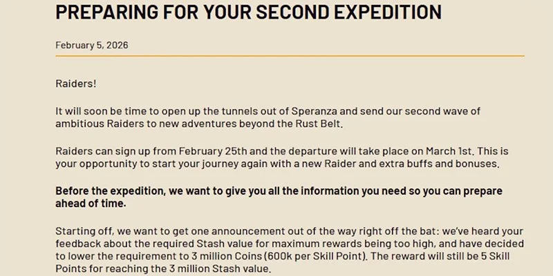 Arc Raiders Second Expedition Announcement