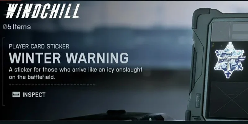 Battlefield 6 Windchill Bundle Winter Warning Sticker showing alleged AI-generated M4A1 with two barrels