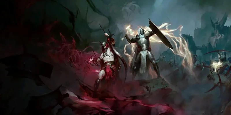 Leaked concept art showing the rumored Warlock class alongside the Paladin in Diablo 4 Lord of Hatred