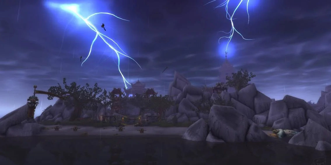 Isle of Thunder landscape showing the Thunder King's citadel