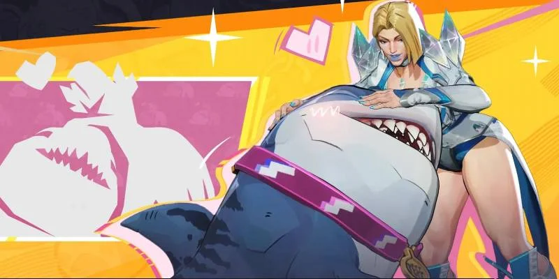 Jeff the Land Shark and Emma Frost performing their group emote animation