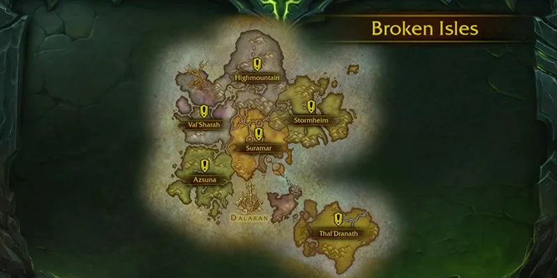 Legion Broken Isles zones