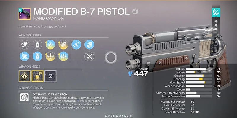 Modified B-7 Pistol Destiny 2