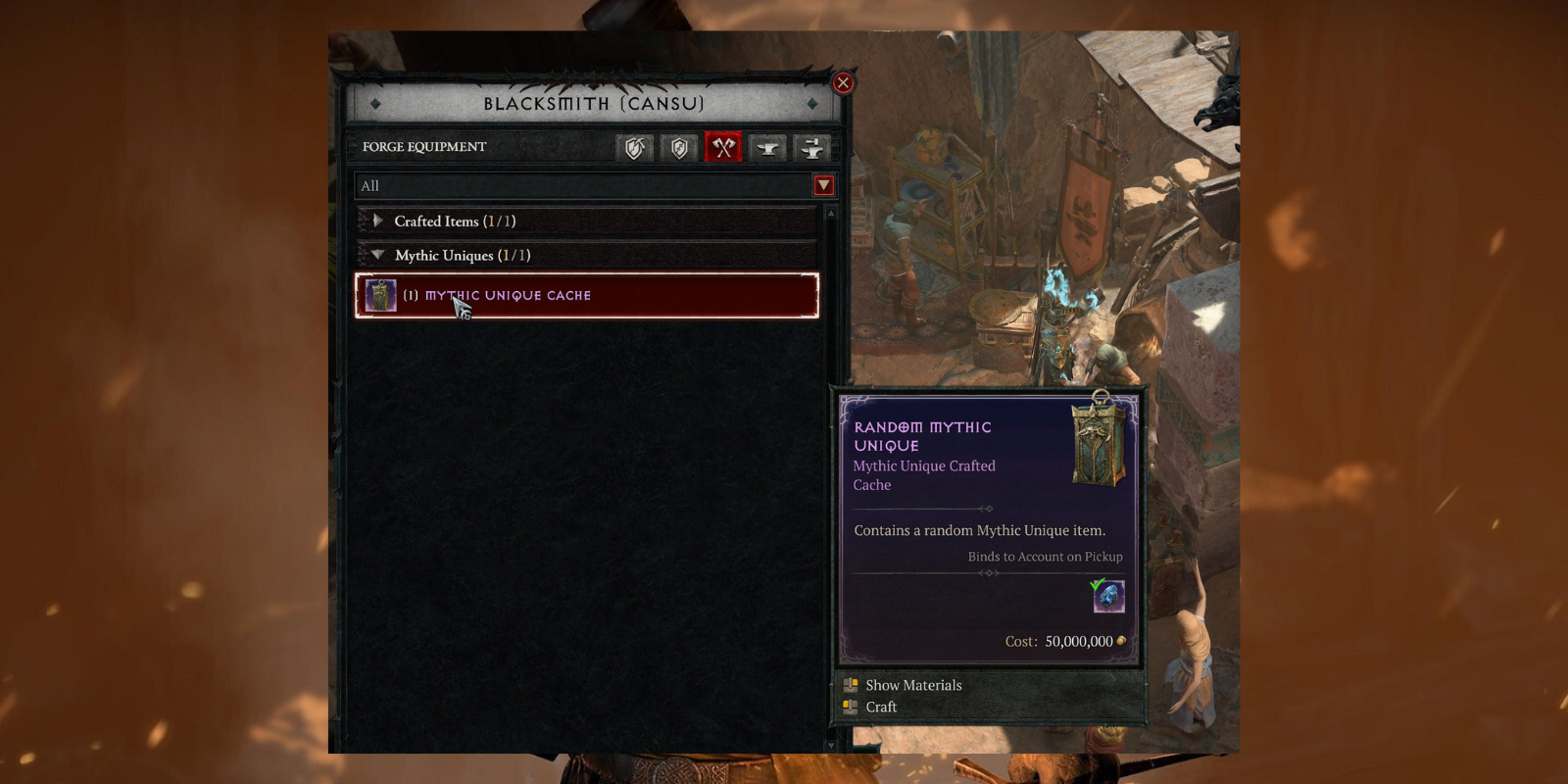 Blacksmith Crafting Interface