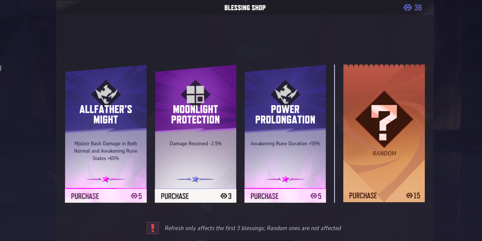 Blessing shop interface