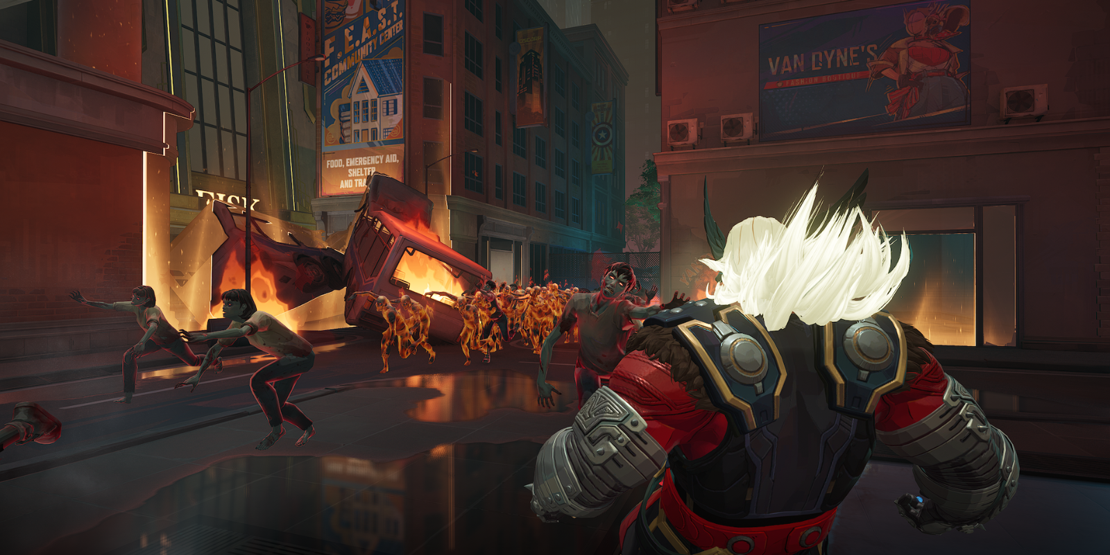 Thor fighting elemental zombies