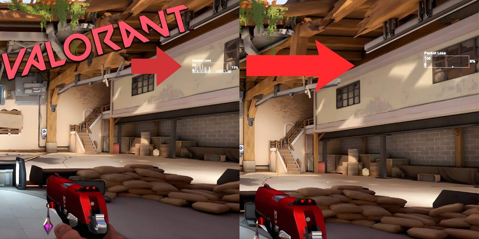 Packet loss visualization showing dropped data packets