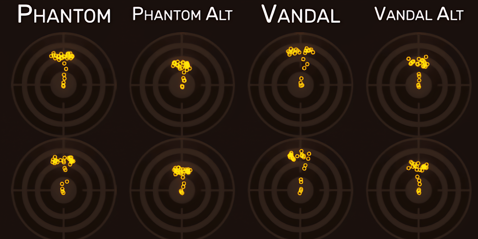 Recoil pattern comparison between Phantom and Vandal