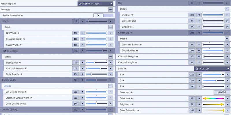 Angela crosshair configuration settings